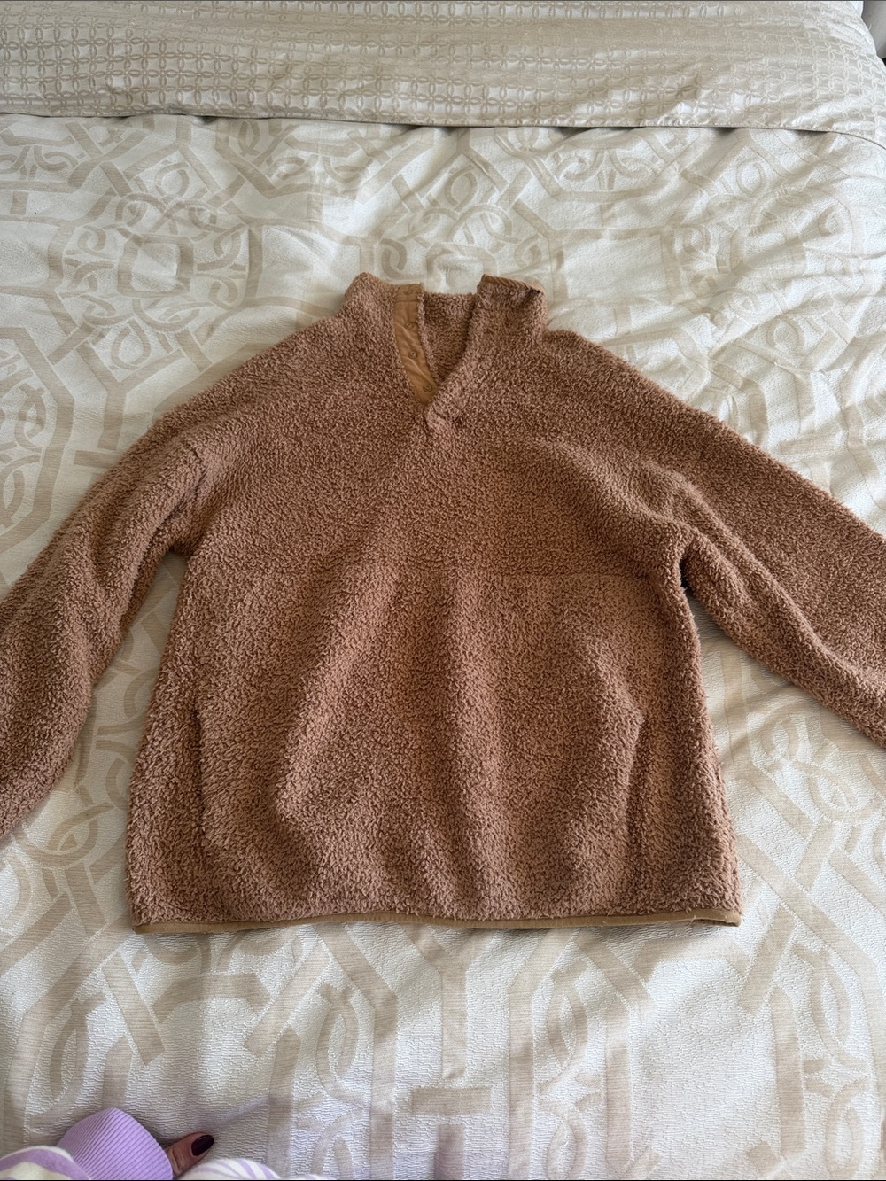 SKIMS Cozy Sherpa Pullover Hoodie in Light Brown